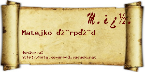Matejko Árpád névjegykártya