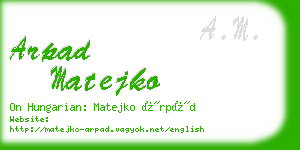 arpad matejko business card